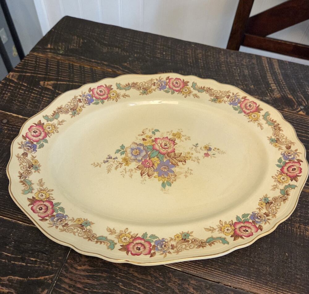 Vintage J. & G. Meakin Oval Serving Platter Pilgrim Pattern Sunshine Ware